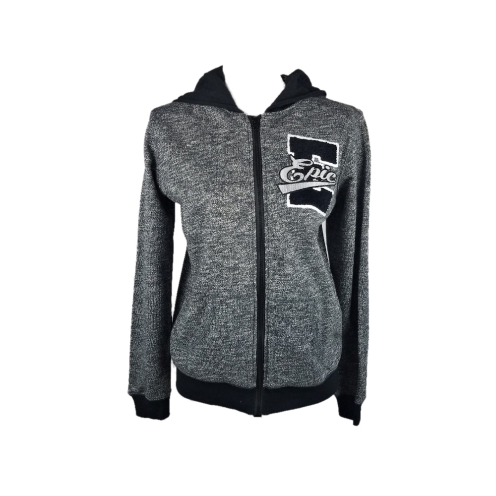 Epic Threads Boy Streaky Gray Fleece Zip Hoodie L